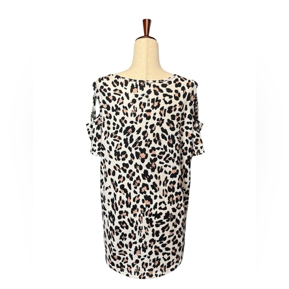 Adreamly Plus Size Animal / Leopard Print Cold Shoulder Knit Top. Size 2X #1501 - Picture 2 of 5